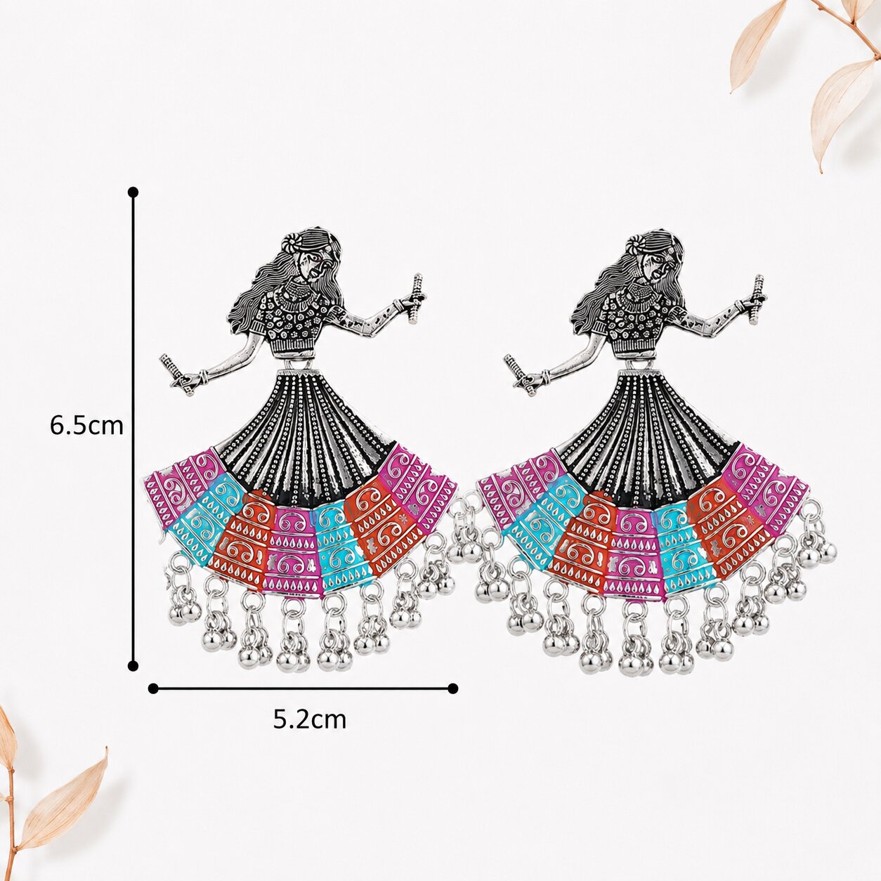 Multicolor Dancing Girl Rajasthani Jhumka Earrings for Women
