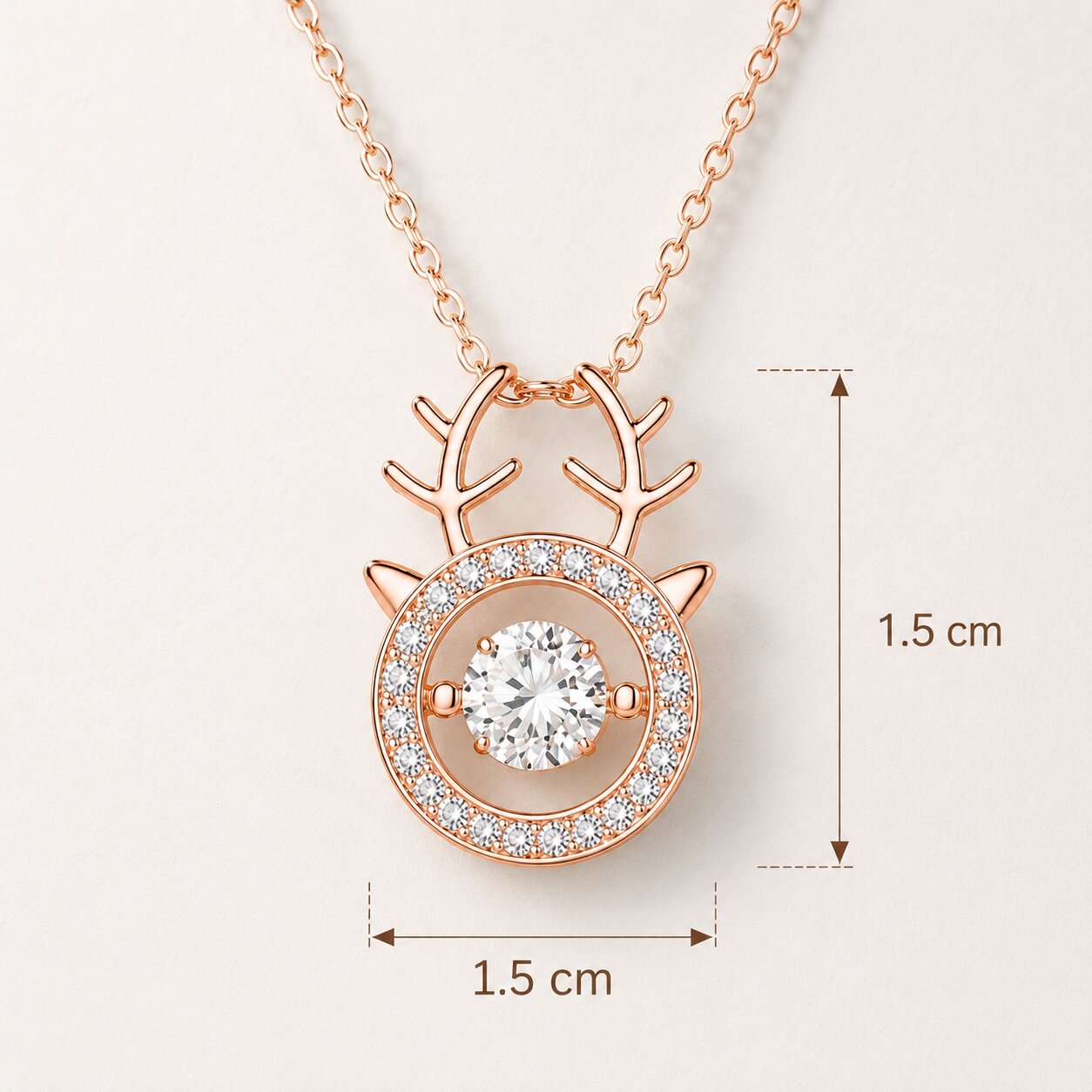 Rose Gold Deer Shaped Pendant Necklace for Women