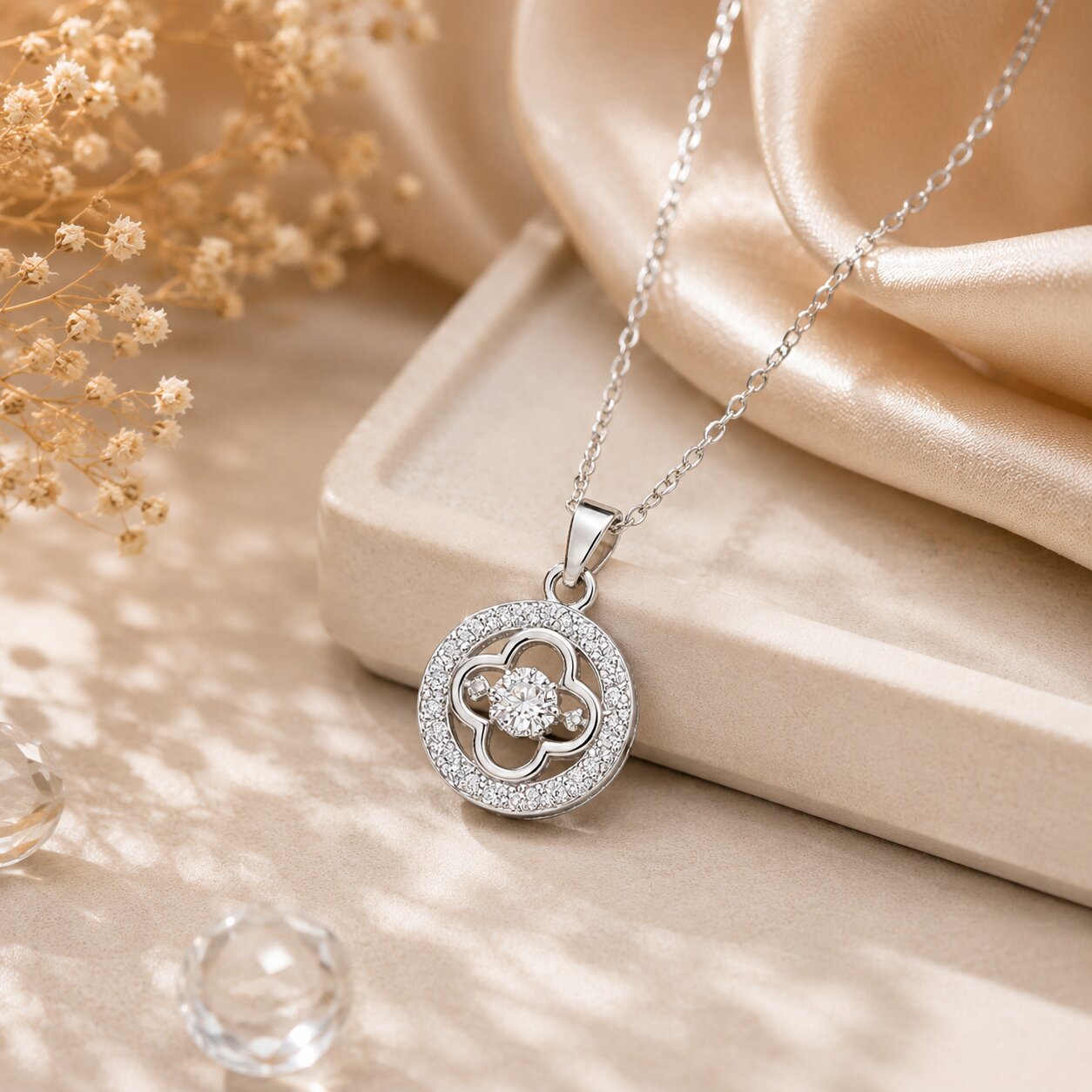 Women’s Silver-Tone Floral Pendant Necklace Jewelry