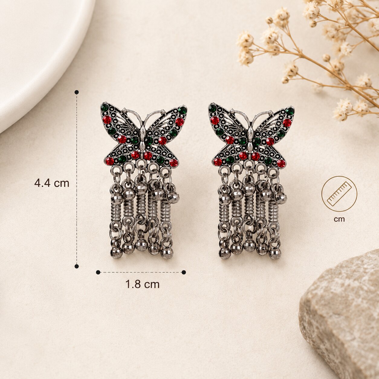 Butterfly Design Oxidised Silver Earrings for Women