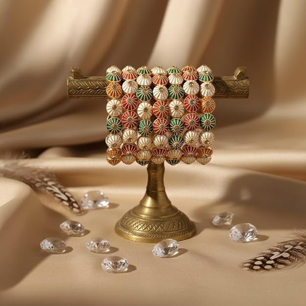 Set of 2 Multicolor Round Glass Metallic Bangles for Women