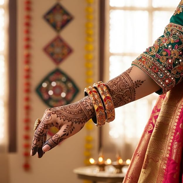 Set of 2 Printed Flower Ethnic Bangles for Women