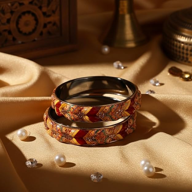 Set of 2 Printed Flower Ethnic Bangles for Women