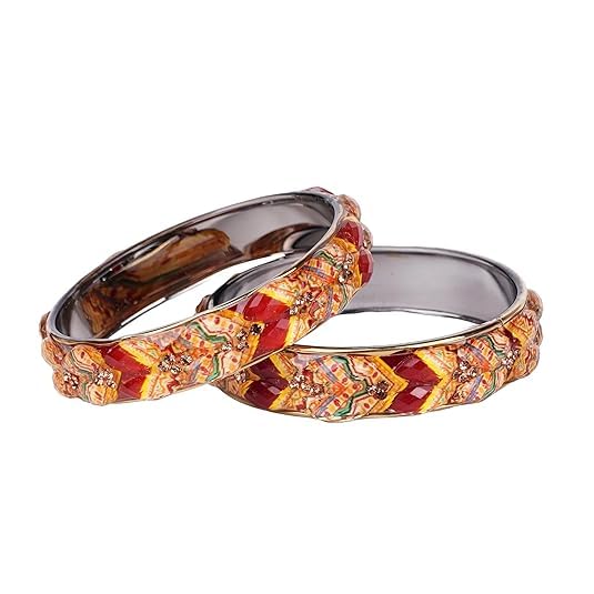 Set of 2 Printed Flower Ethnic Bangles for Women