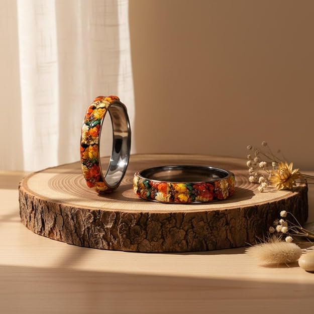 Set of 2 Flower Printed Traditional Bangles for Women