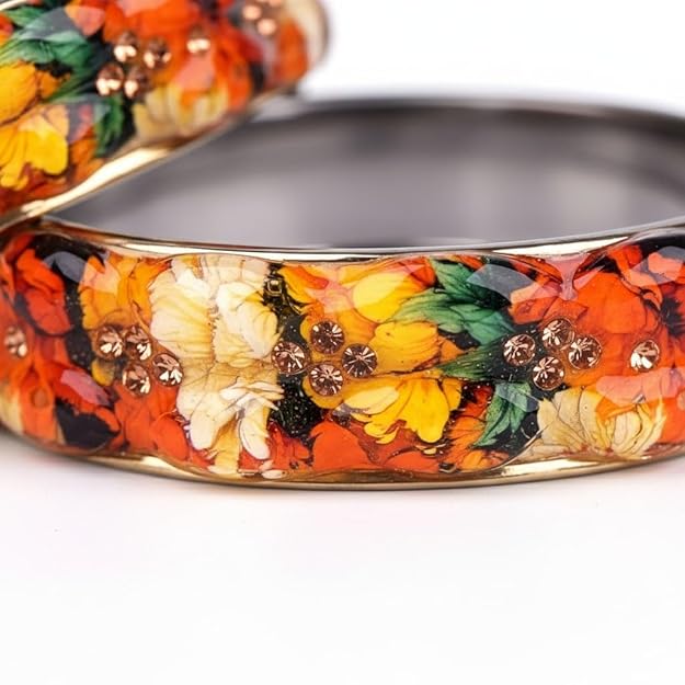 Set of 2 Flower Printed Traditional Bangles for Women