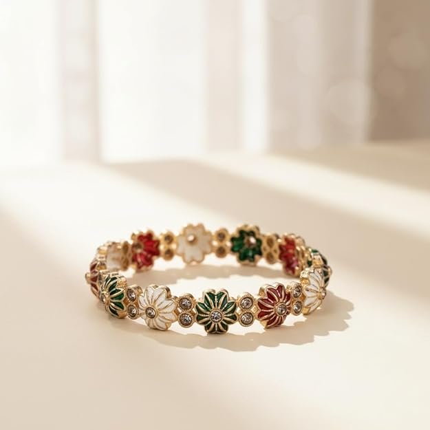 Set of 2 Multicolor Metal Motif Intricate Bangles