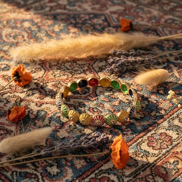 Set of 2 Multicolor Motif Ethnic Bangles for Women