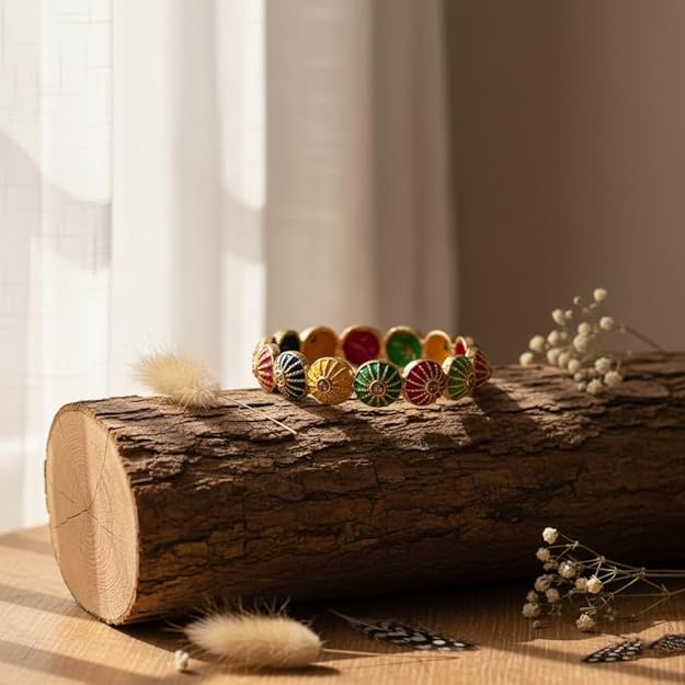 Set of 2 Multicolor Motif Ethnic Bangles for Women