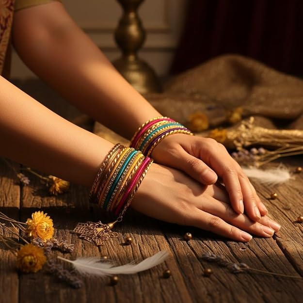 Set of 2 Traditional Multicolor Bangles for Women
