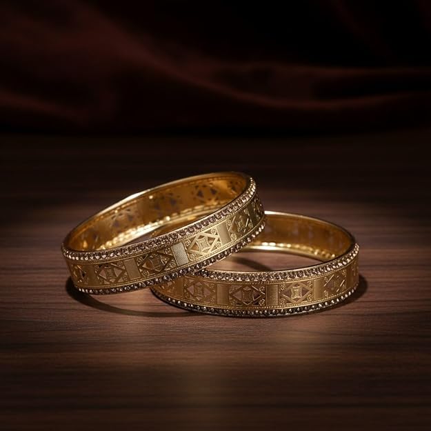 Set of 2 Oxidised Gold Traditional Bangles for Women