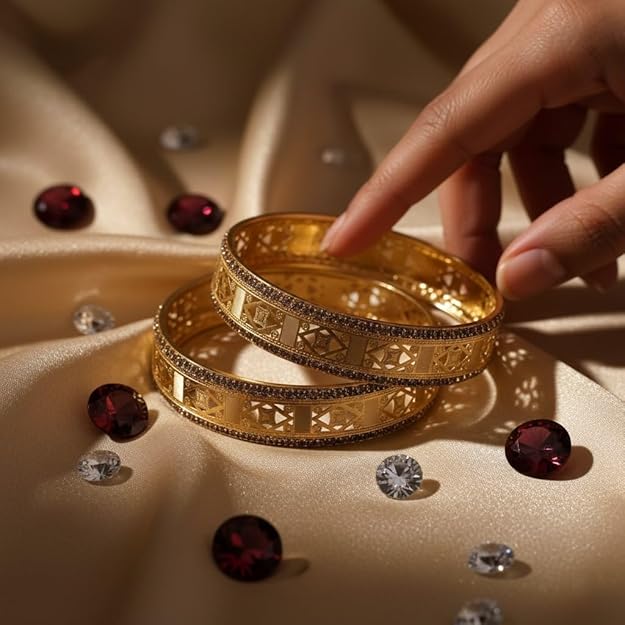 Set of 2 Oxidised Gold Traditional Bangles for Women