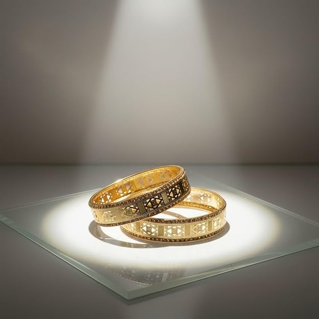 Set of 2 Oxidised Gold Traditional Bangles for Women