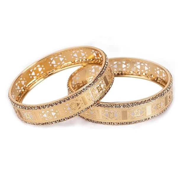 Set of 2 Oxidised Gold Traditional Bangles for Women