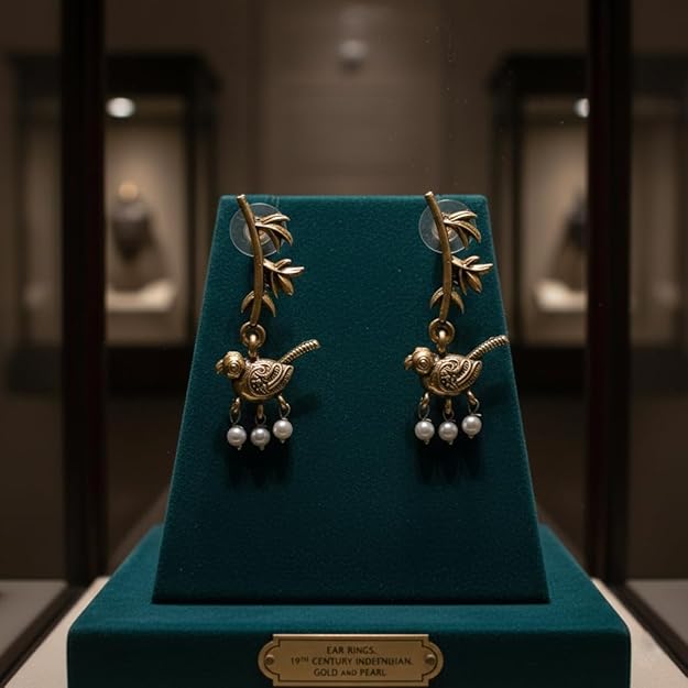 Parrot Design Antique Gold Earrings for Women