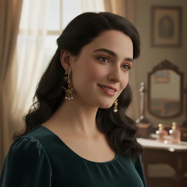 Parrot Design Antique Gold Earrings for Women