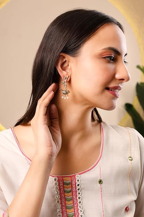 Parrot Design Antique Gold Earrings for Women