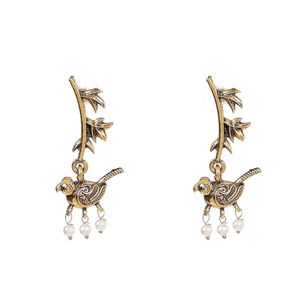 Parrot Design Antique Gold Earrings for Women