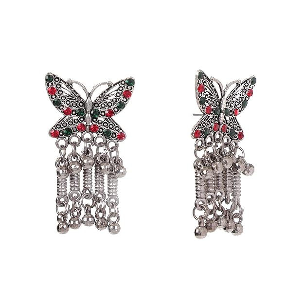 Butterfly Design Oxidised Silver Earrings for Women