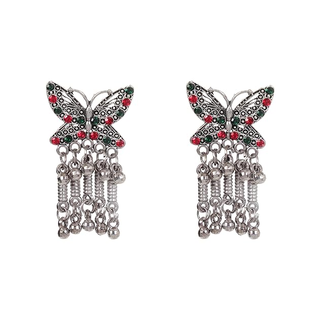 Butterfly Design Oxidised Silver Earrings for Women