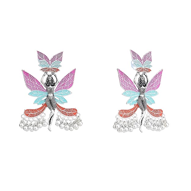 Multicolor Oxidised Fairy Design Dangle Earrings for Women