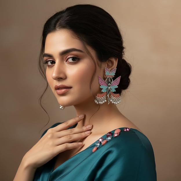 Multicolor Oxidised Fairy Design Dangle Earrings for Women