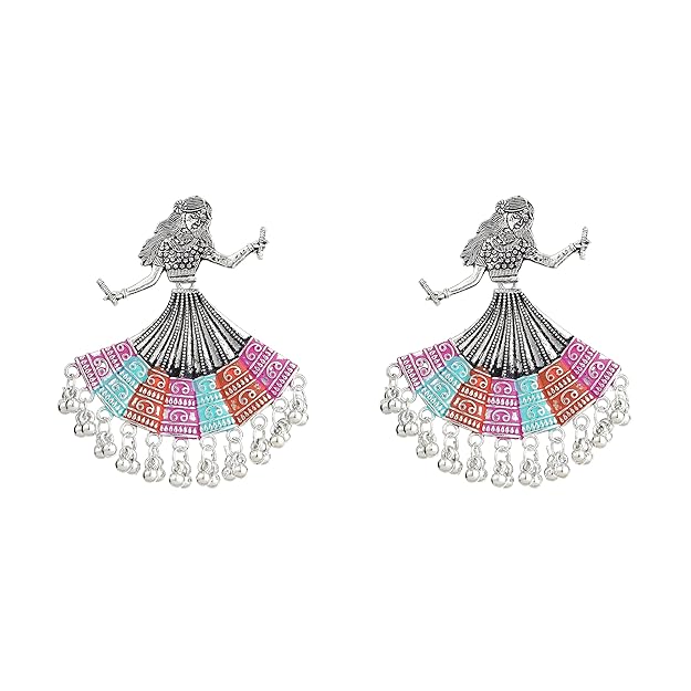 Multicolor Dancing Girl Rajasthani Jhumka Earrings for Women