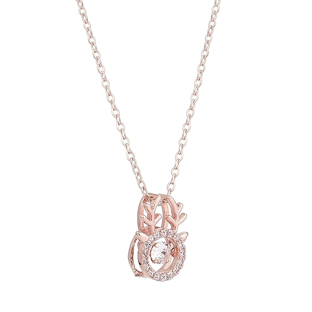 Rose Gold Deer Shaped Pendant Necklace for Women