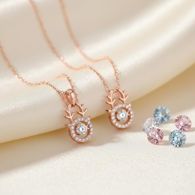 Rose Gold Deer Shaped Pendant Necklace for Women