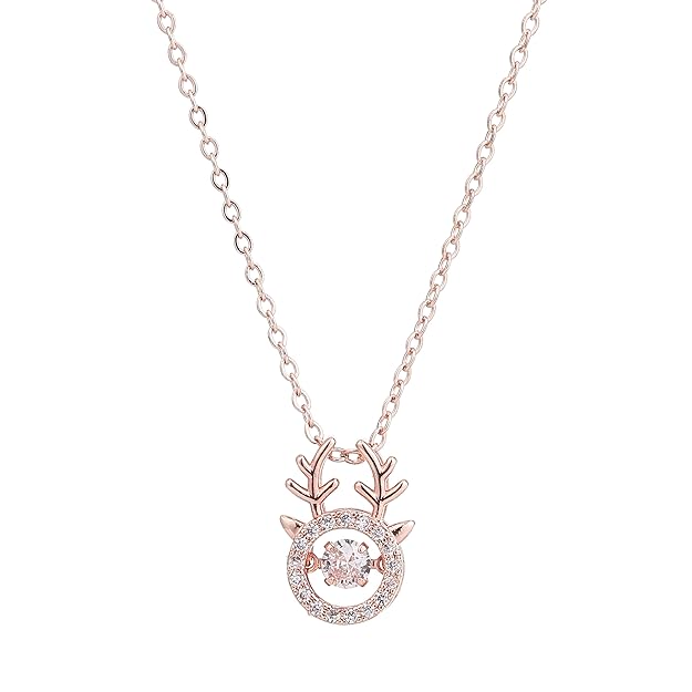 Rose Gold Deer Shaped Pendant Necklace for Women