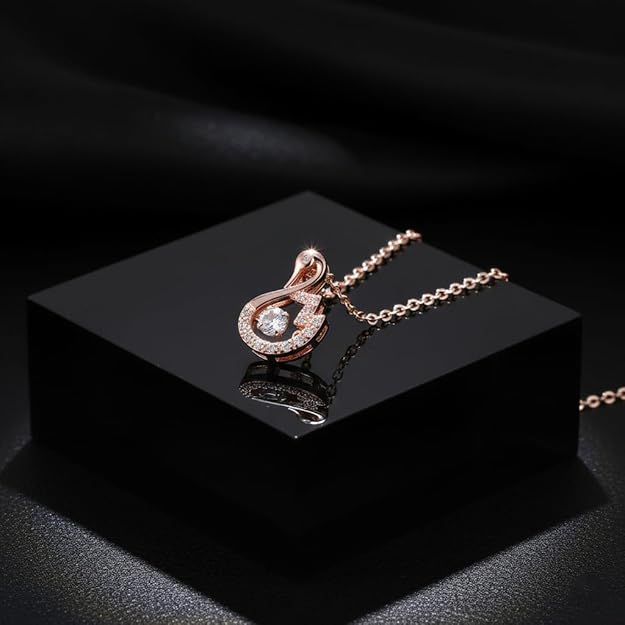 Rose Gold Swan Shaped Pendant Necklace Jewelry for Women