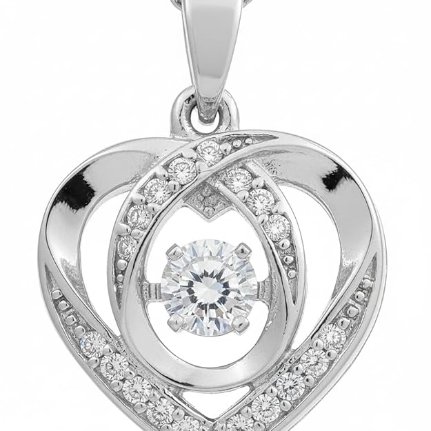 Silver Heart Shaped Pendant Necklace Jewelry for Women