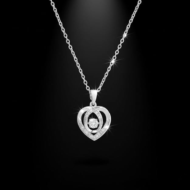 Silver Heart Shaped Pendant Necklace Jewelry for Women