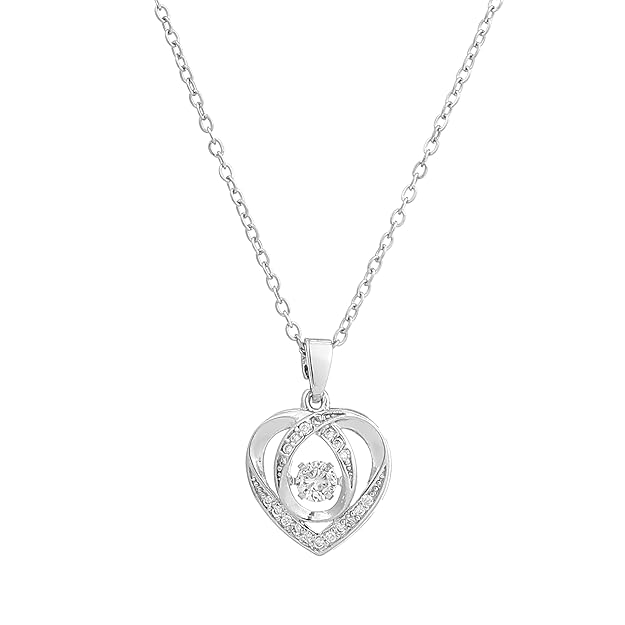 Silver Heart Shaped Pendant Necklace Jewelry for Women