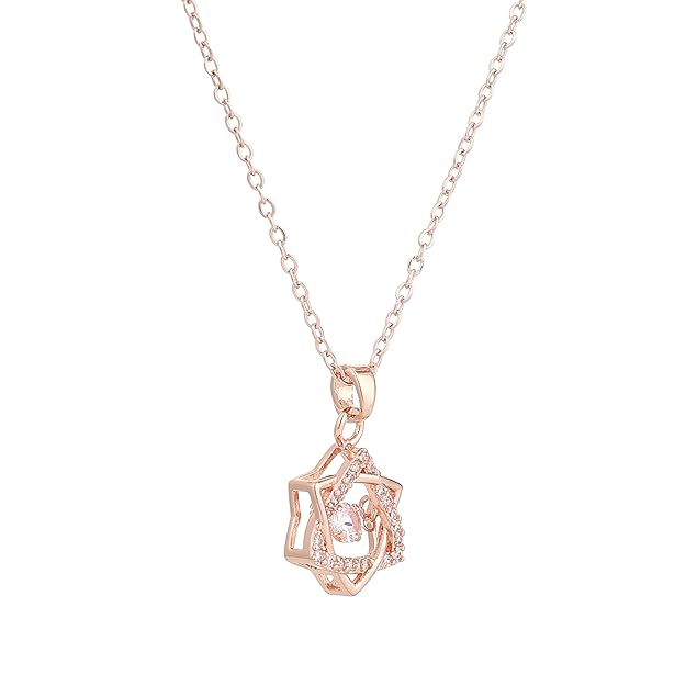 Rose Gold Star Shaped Pendant Necklace for Women