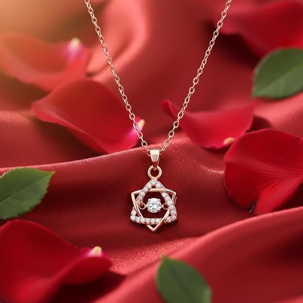 Rose Gold Star Shaped Pendant Necklace for Women