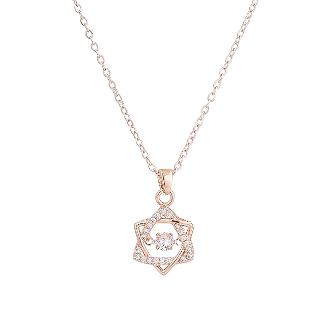 Rose Gold Star Shaped Pendant Necklace for Women