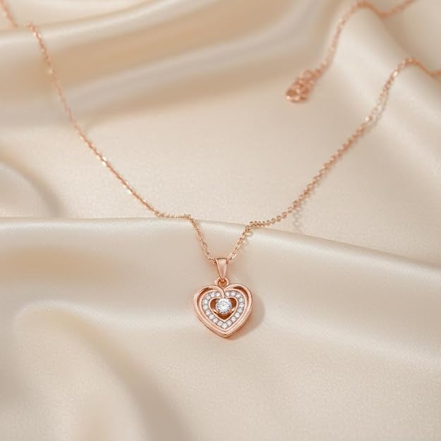 Rose Gold Heart Shaped Pendant Necklace for Women
