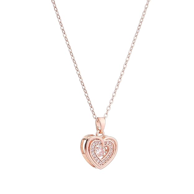 Rose Gold Heart Shaped Pendant Necklace for Women