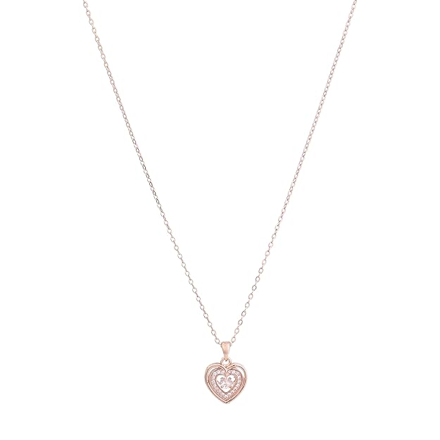 Rose Gold Heart Shaped Pendant Necklace for Women