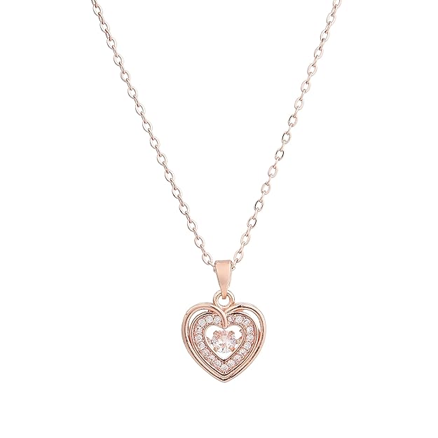 Rose Gold Heart Shaped Pendant Necklace for Women