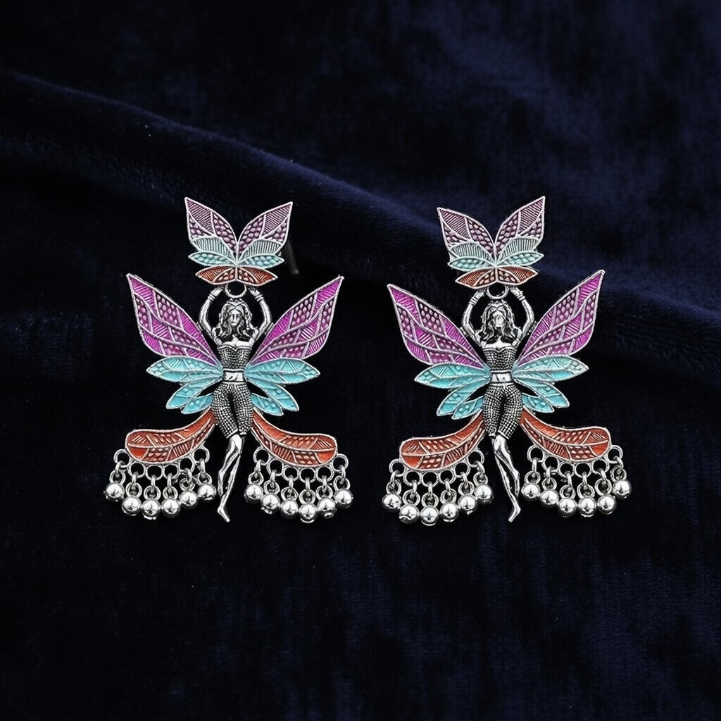 Multicolor Oxidised Fairy Design Dangle Earrings for Women