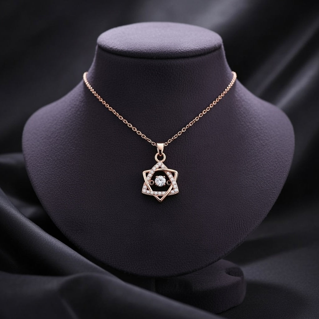Rose Gold Star Shaped Pendant Necklace for Women