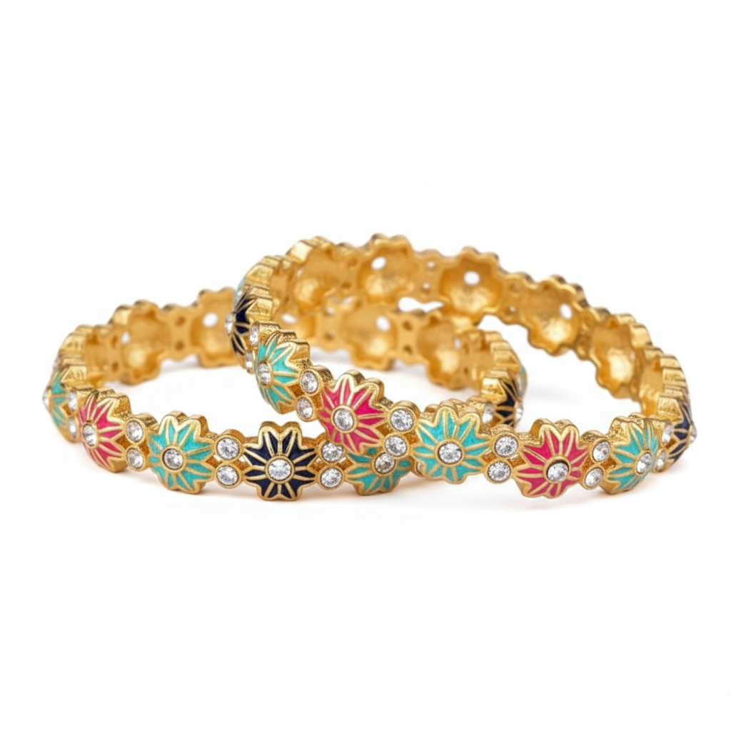 Set of 2 Multicolor Round Resin Ethnic Stylish Bangles