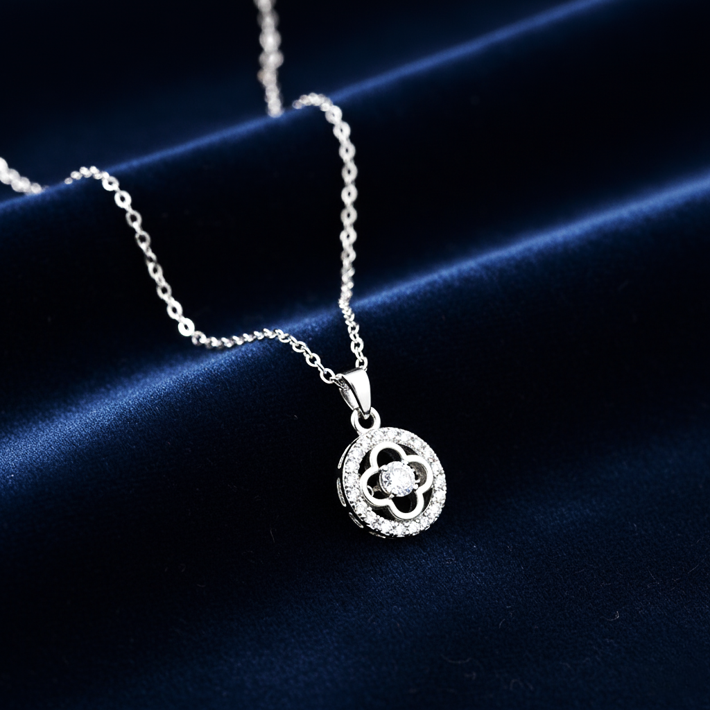 Women’s Silver-Tone Floral Pendant Necklace Jewelry